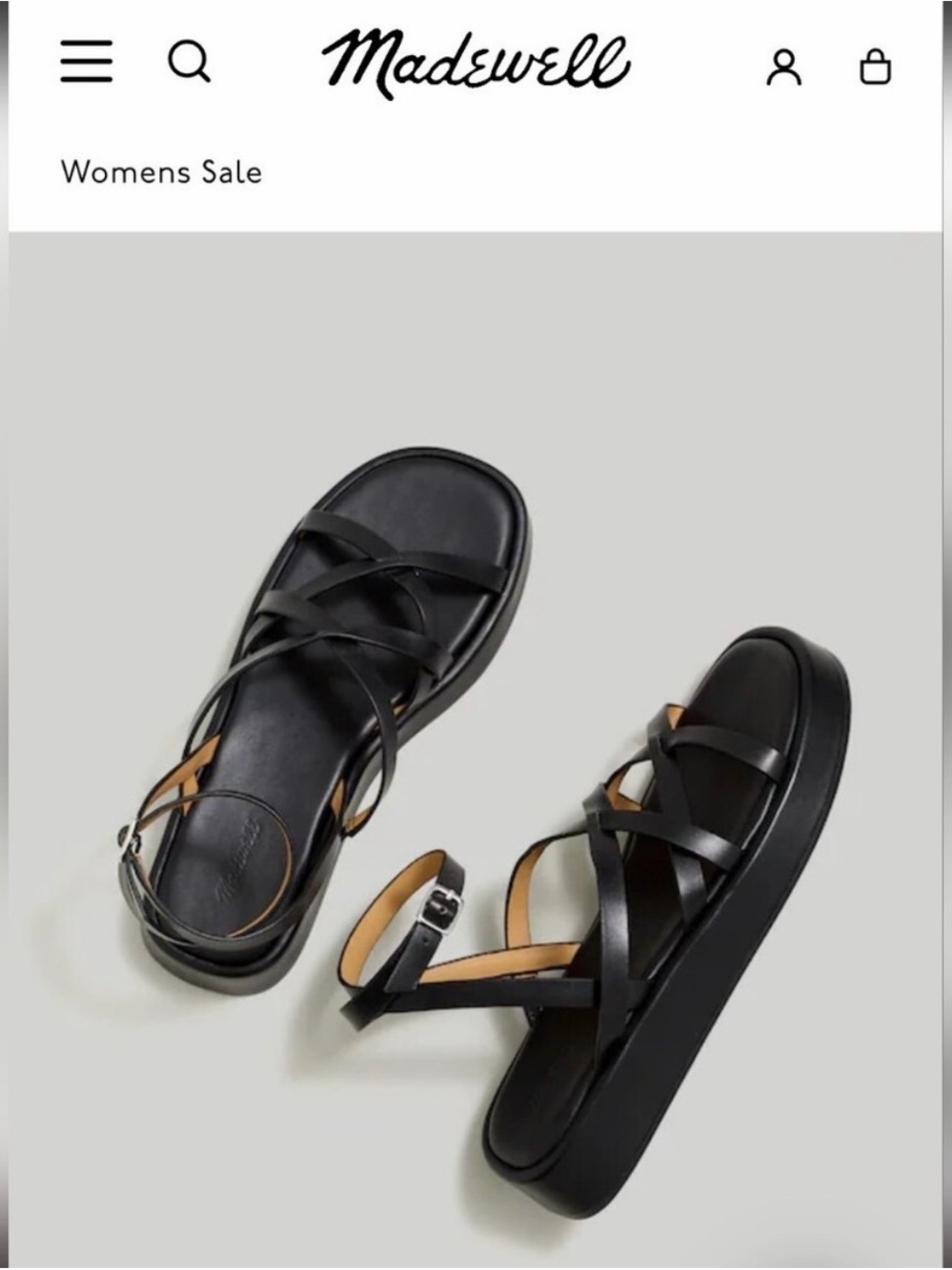 Madewell Black Leather Strappy Platform Sandals